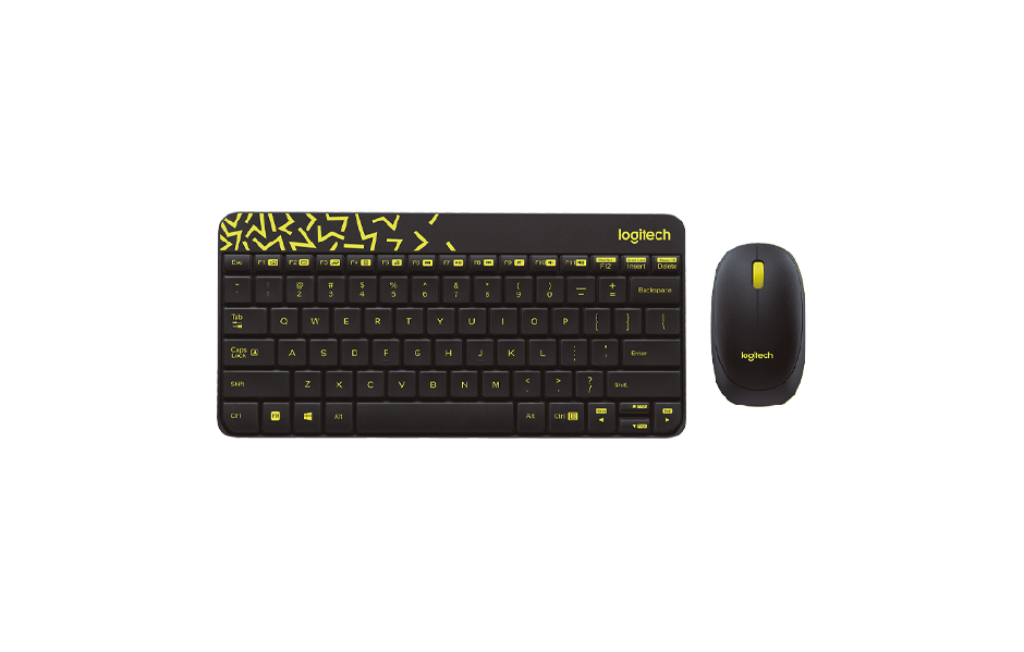 Logitech MK240 NANO Wireless Keyboard and Mouse Combo - Black/Chartreuse Yellow